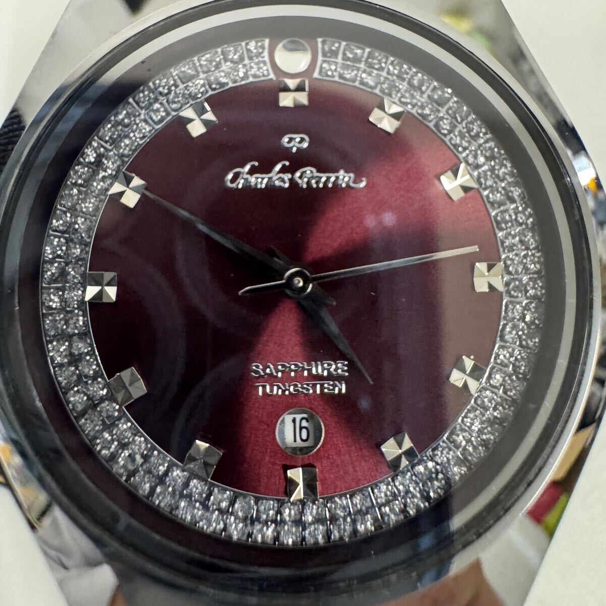 新品Charles Perrinタングステン腕時計メンズ新品サファイアブルー