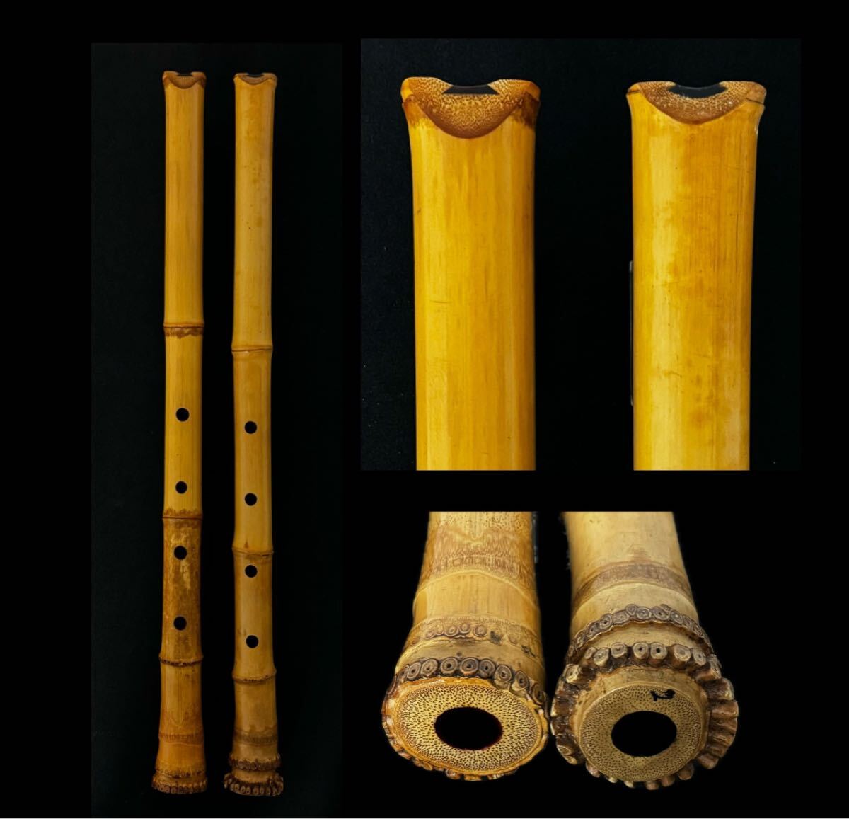 琴古流尺八林仙印銀三線中継 竹製 55cm