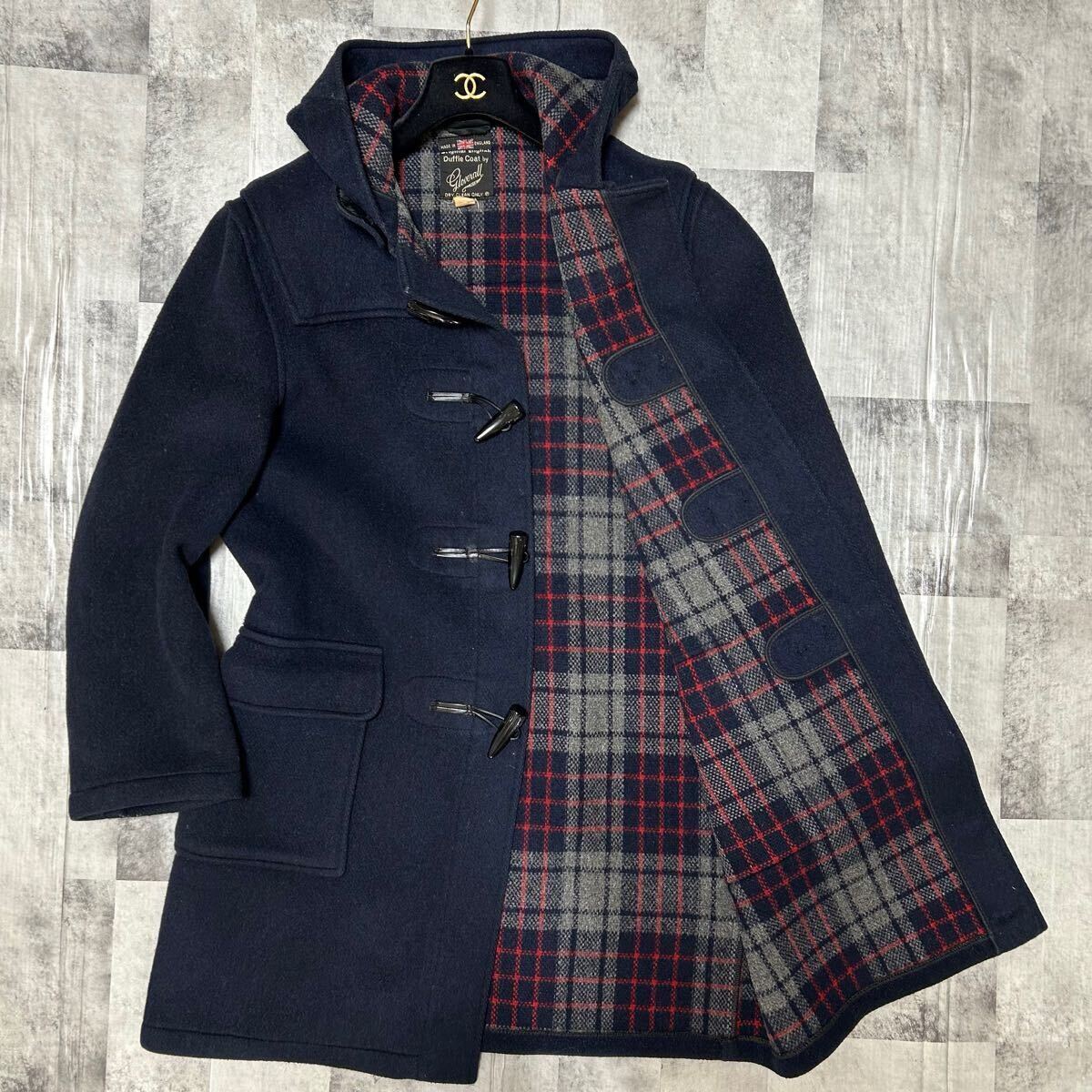 Gloverall グローバーオール ロング ダッフルコート 英国製 チェック柄 チェック柄 】 英国製 グローバーオール ウール ハーフ ダッフルコート