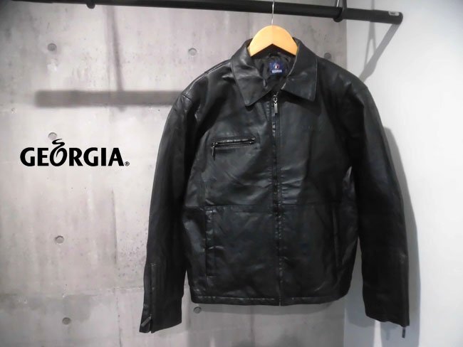 良品 GEORGIA ジョージア 懸賞品 本革 ムートン コート ブラック L  