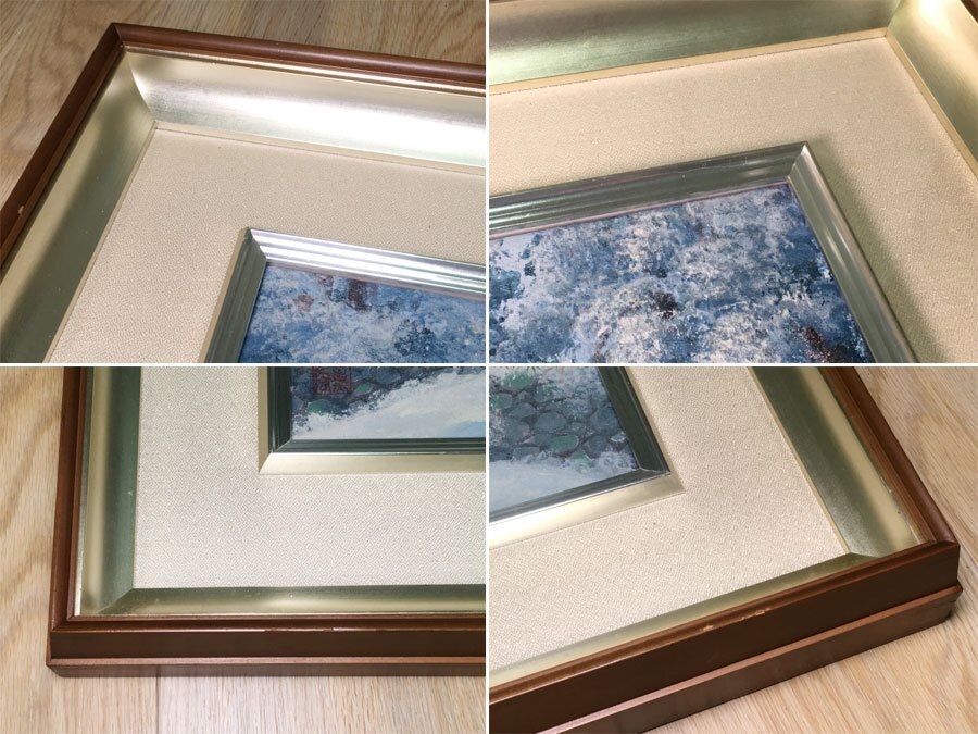 嶋津俊則「オンフルール」油絵 額縁付き サインあり(4号)