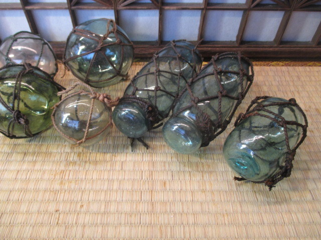 目立った傷や汚れなし】《和》ガラスの浮き玉4個・シリンダー型3個コ