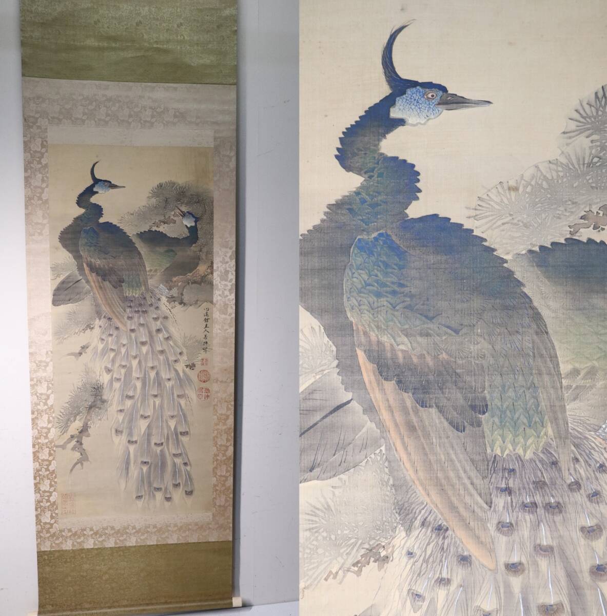 ◆『 巨勢金岡 仏画 題箋極 日野大納言 雪湖極書 』掛軸◆検）狩野永徳 雪舟 伊藤若冲 孔雀之圖 真作 日本画 絹本 掛軸 狩野芳崖鑑箱 名幅 委託品