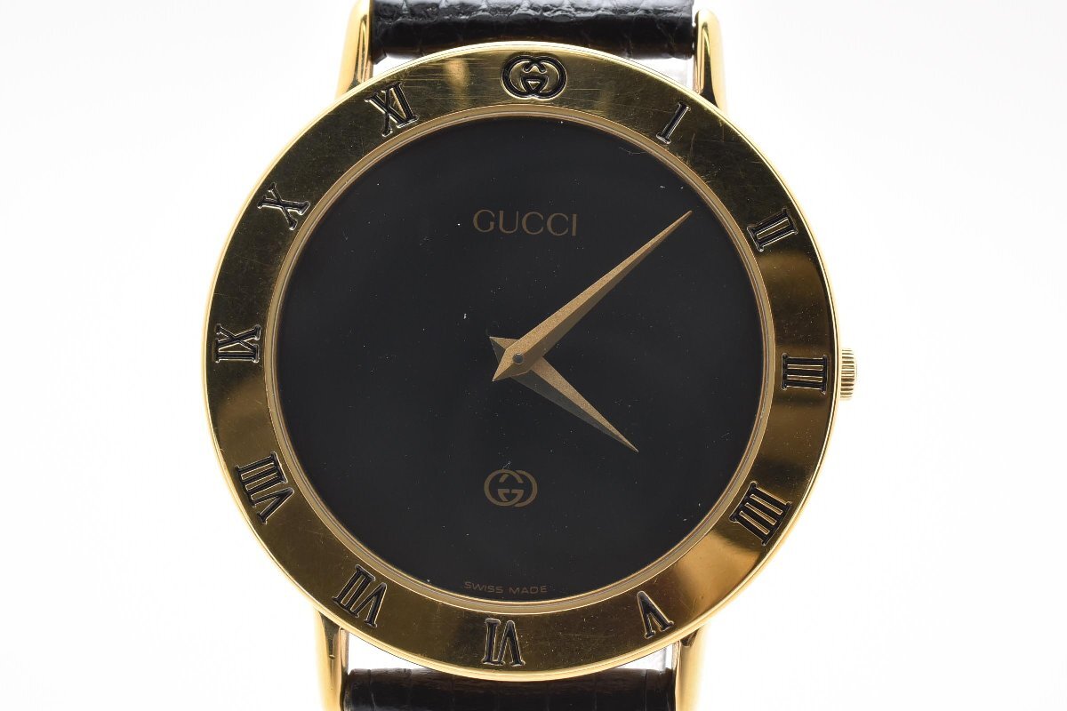 やや傷や汚れあり】GUCCI グッチ3000M ブラック文字盤 ブラック