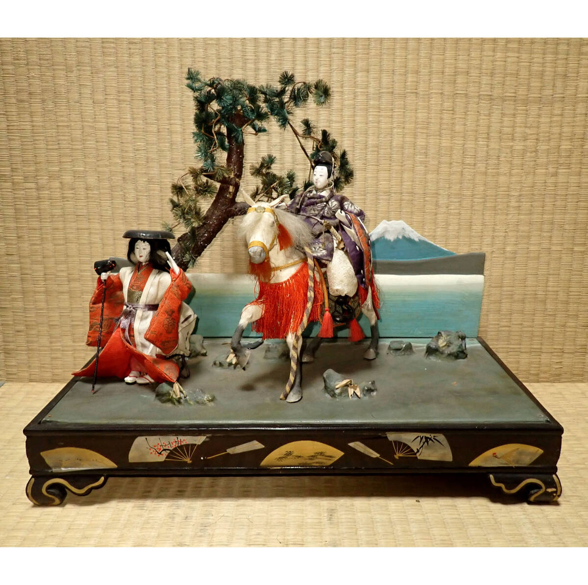 明治期/五世 東光斎玉翁/新田義貞 稲村ケ崎祈願之像/日本人形/箱付