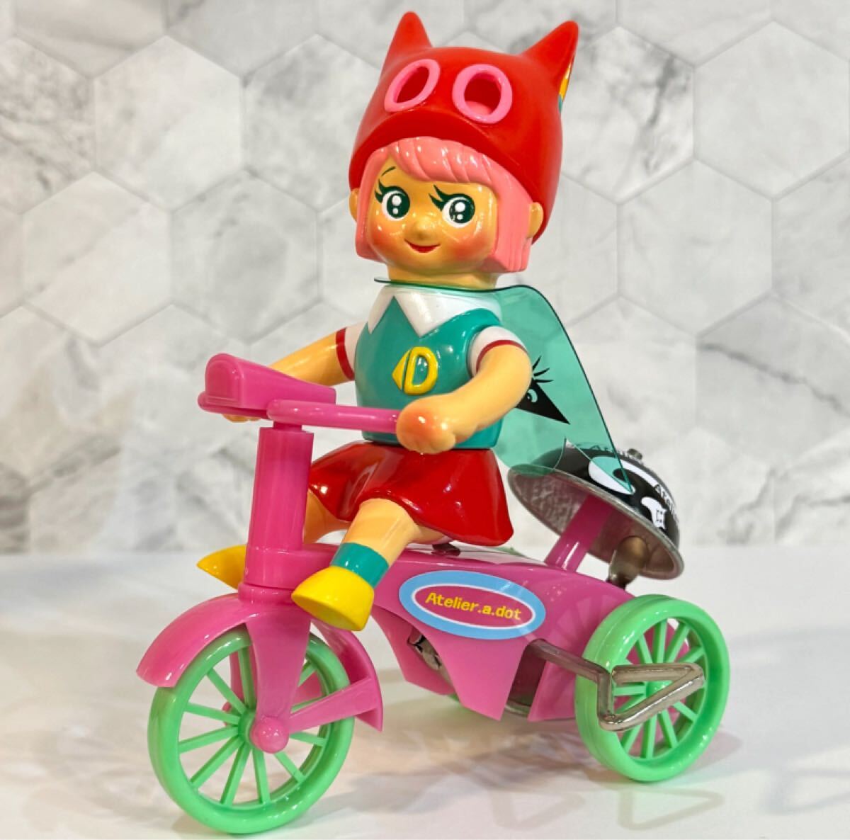 昭和 レトロ☆中国 ブリキ 三輪車に乗った男の子☆三輪車 ゼンマイ