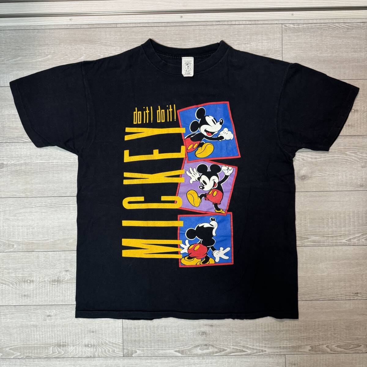 古着 90s ミッキー エイサップロッキー着用 半袖 シャツ ディズニー 黒 