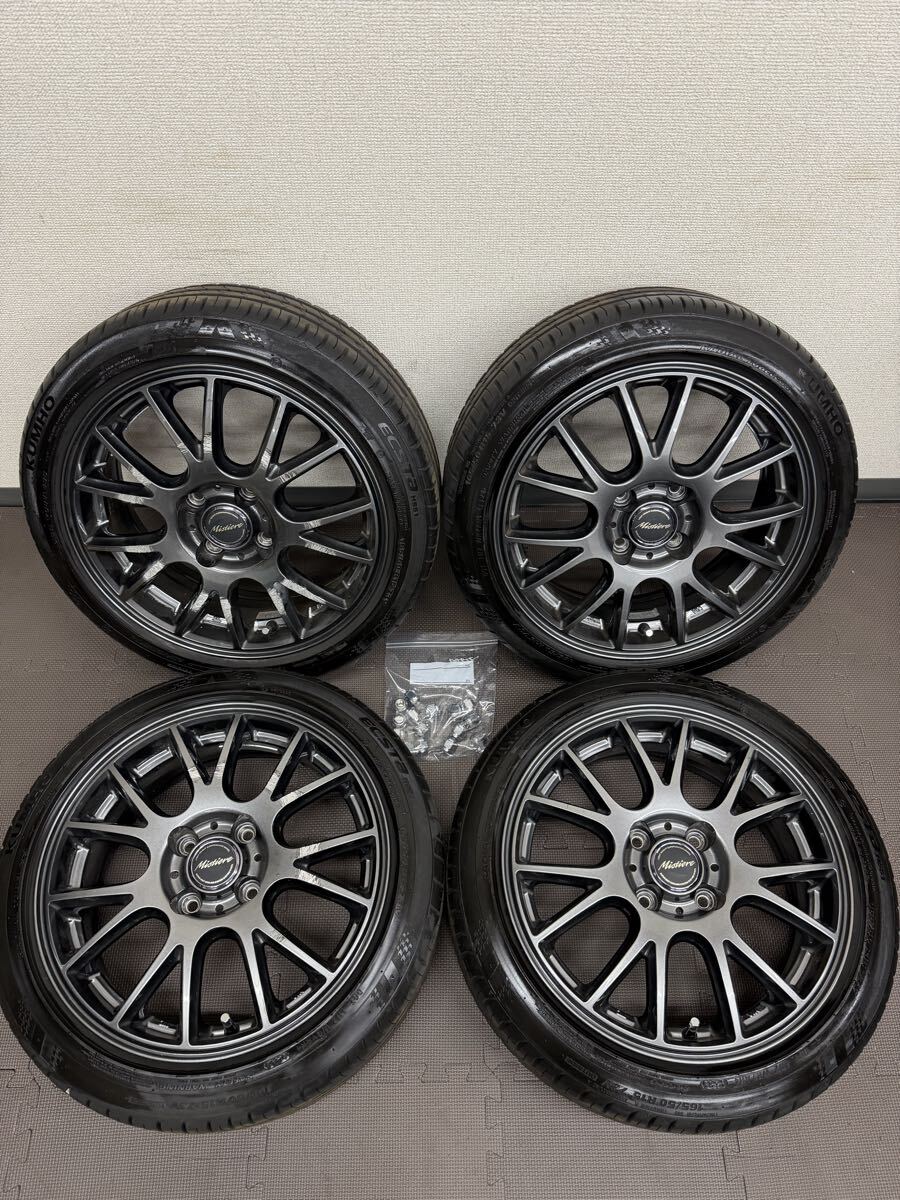 BBS RS 4穴 6.5J 15インチ PCD100,114.3マルチ 165/50r15 KUMHO バリ山 
