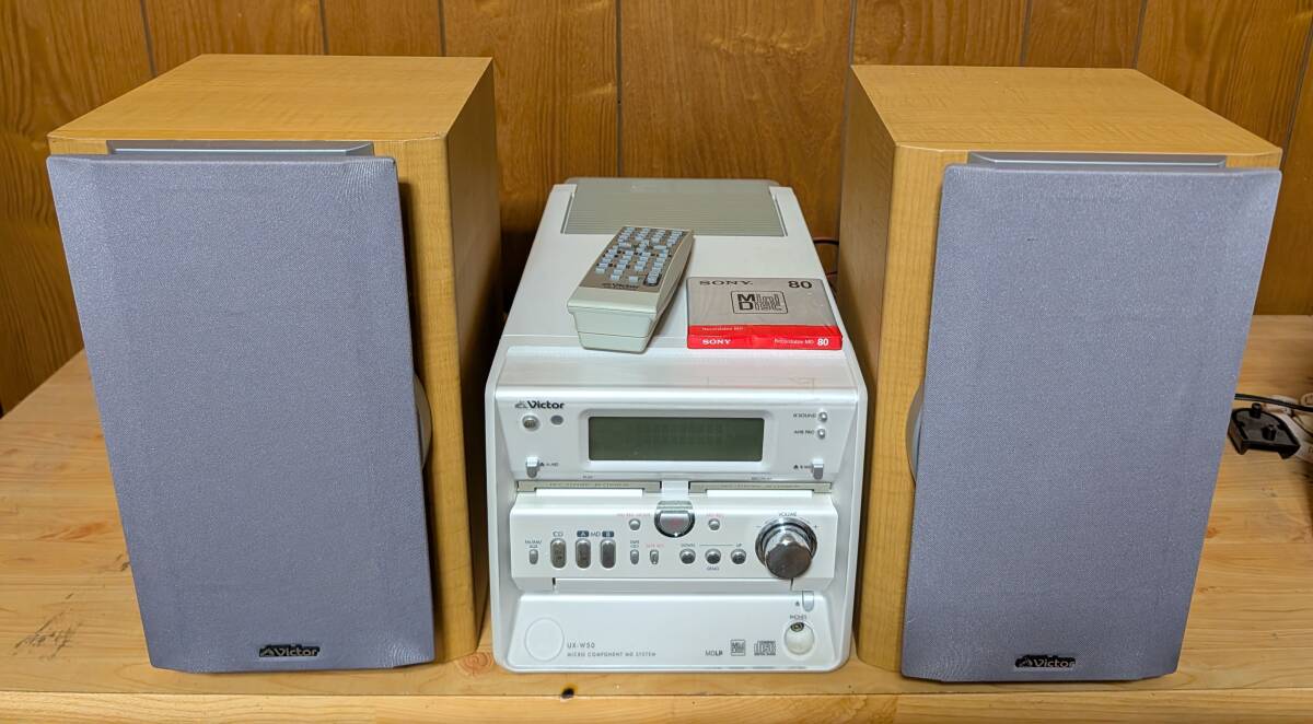 1円 ～ Victor ビクター MD CD カセットコンポ CA-UXQ1-W 2004年製