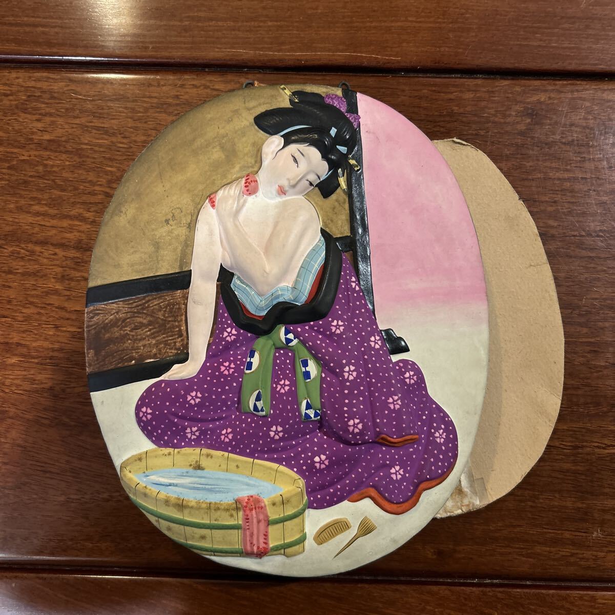 刺青彫師と裸女 陶器製置物 春画 裏絵 浮世絵 春画人形 刺青師 枕絵の 