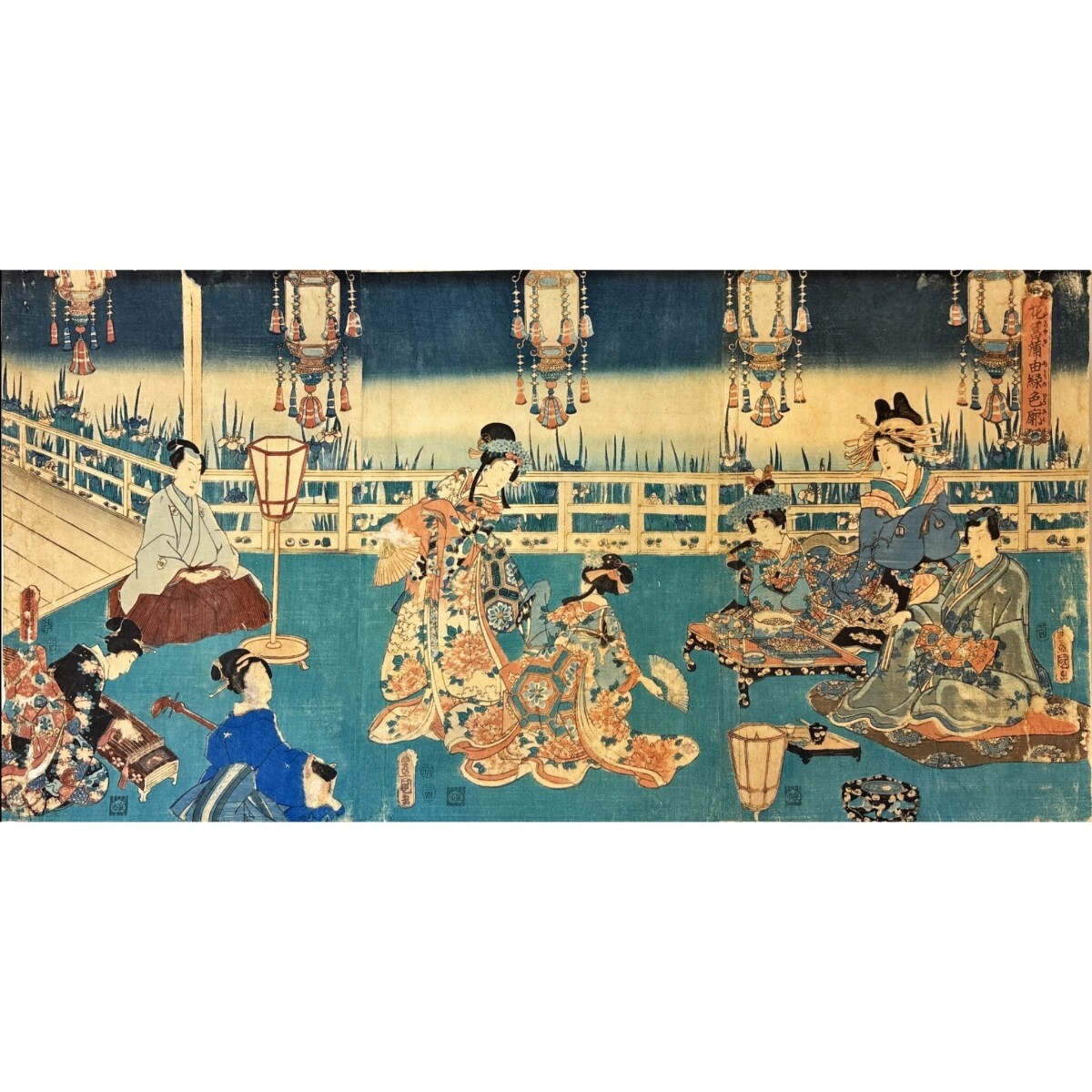 掛け軸】 河鍋暁斎 「猩々図」 絹本 金襴表装 江戸後期の浮世絵師 歌川