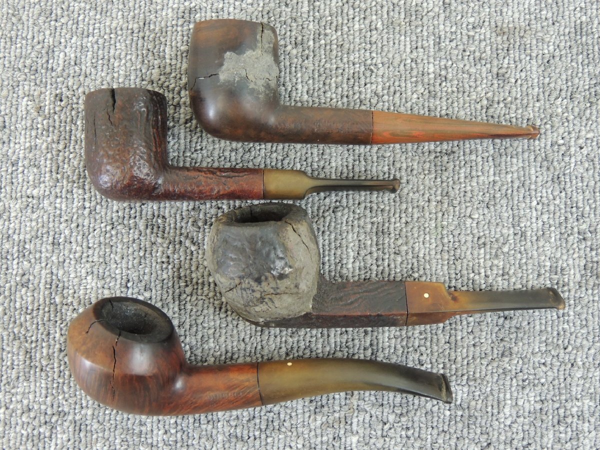 【全体的に状態が悪い】DUNHILL パイプ 4本 ジャンク品扱 /RUSSET CHESTNUT SHELL BRIAR 3S SHELL ...