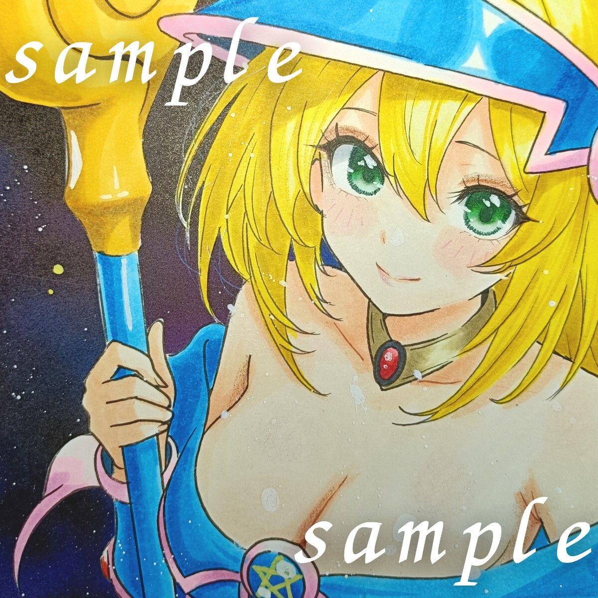 新品】手描きイラスト 遊戯王 ＜ ブラック・マジシャン・ガール