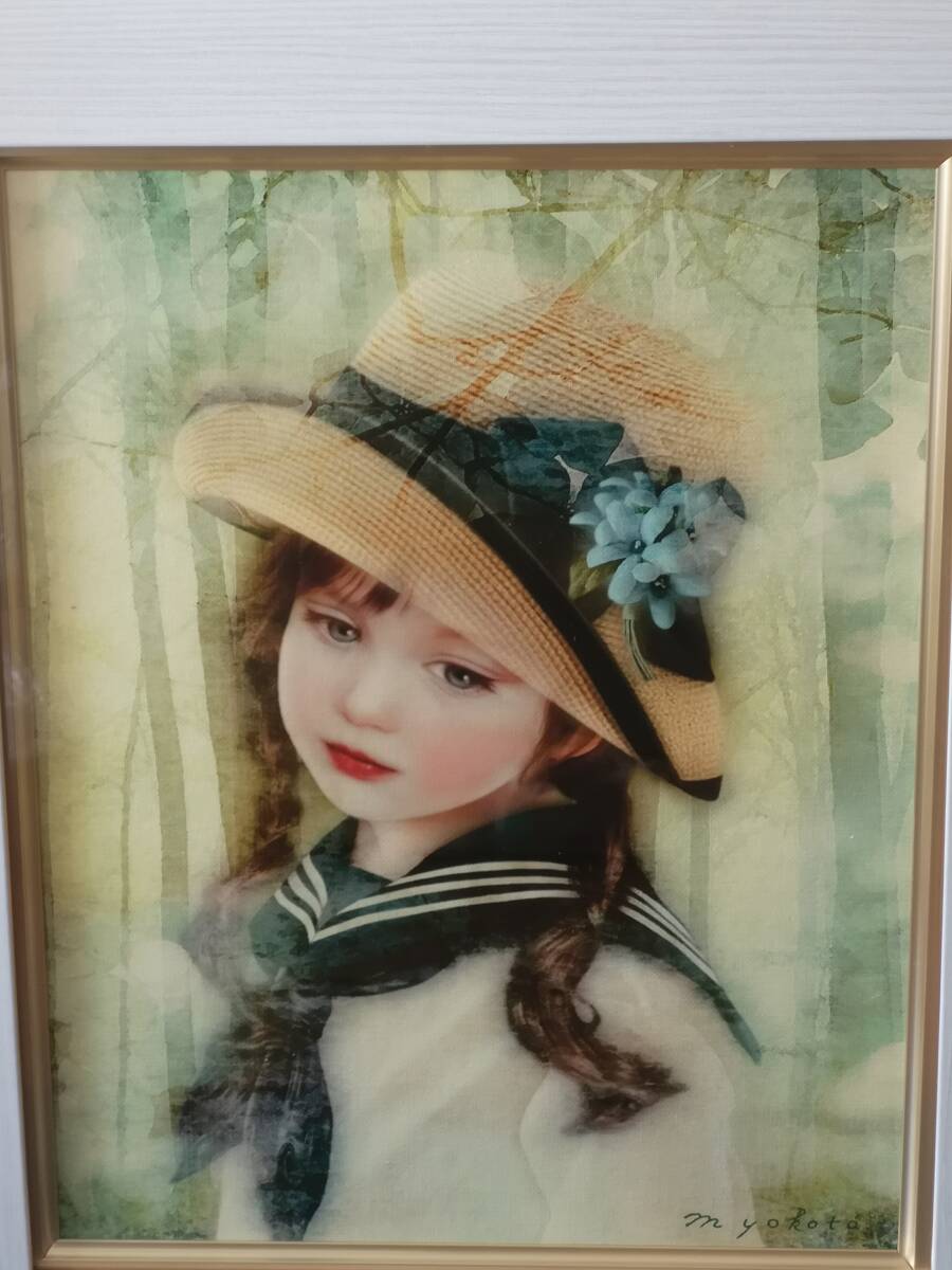 中古】中島潔 巽橋(美人画)水彩 額装(専用箱 黄袋付)特大作品 風の画家