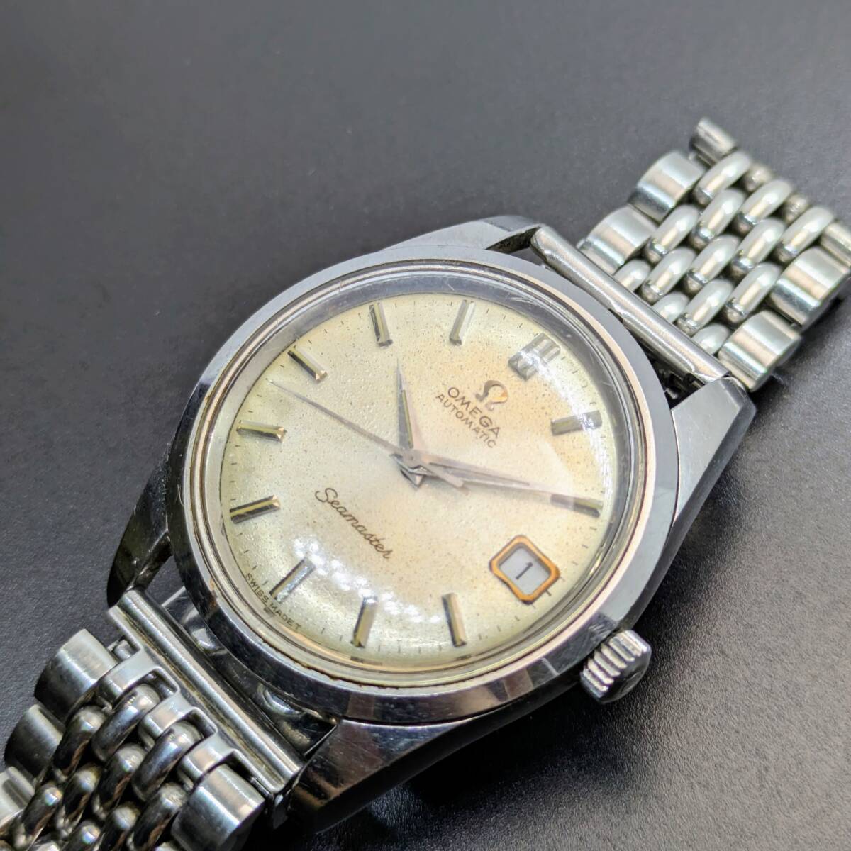 時計ベルト バンド 18mm ライスブレス 弓カン 銀色 アンティーク 中古