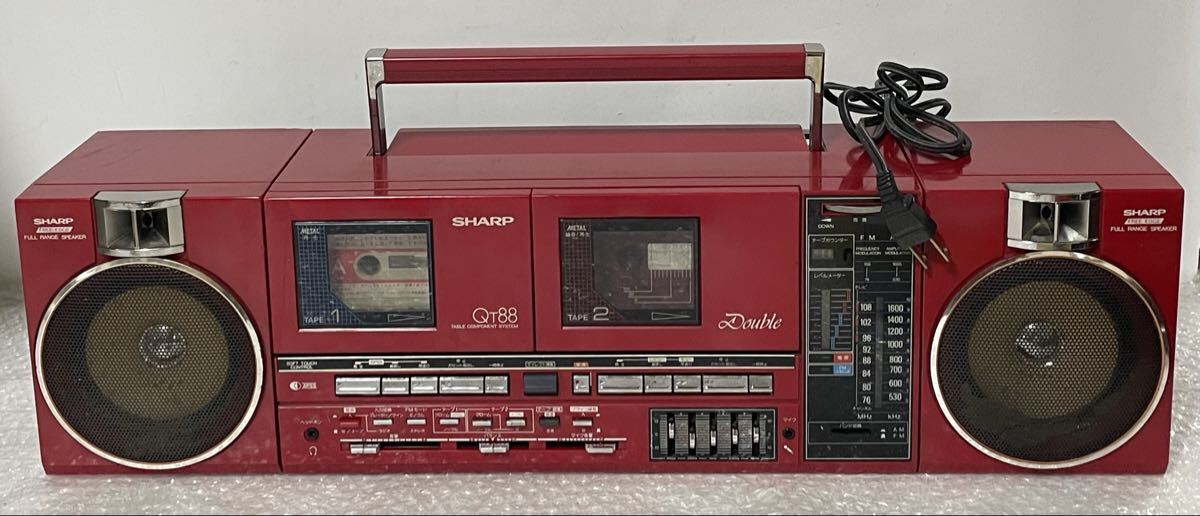 【希少カラー】SHARP QT-25 レッド 昭和レトロ ラジカセ シャープ □□ 希少色 SHARP ダブルカセットラジカセ QT-Z6 / シャープ 昭和