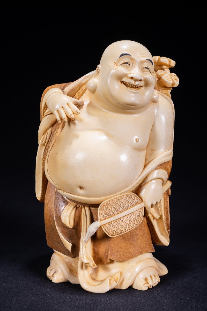 骨董品 和彫七福神 置物 置根付 オブジェ 置物 コレクション 雅俊 在銘 骨董品 和彫七福神 置物 置根付 オブジェ 置物 コレクション 雅俊 在銘