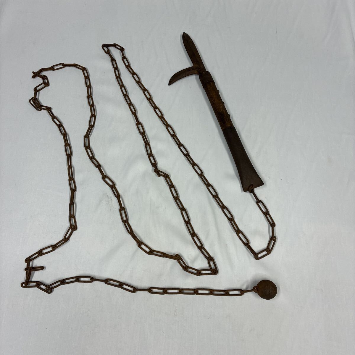 中古】正木流万力鎖分銅鎖 検索：忍者忍術鎖分銅武器武具隠し武器短刀