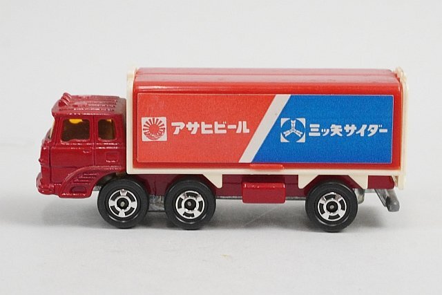 【355】トミカ　黒箱　日本製　ふそう　ウイングルーフ　トラック　三ツ矢サイダー ☆トミカ 黒箱 76 ふそう ウイング ルーフ トラック アサヒビール