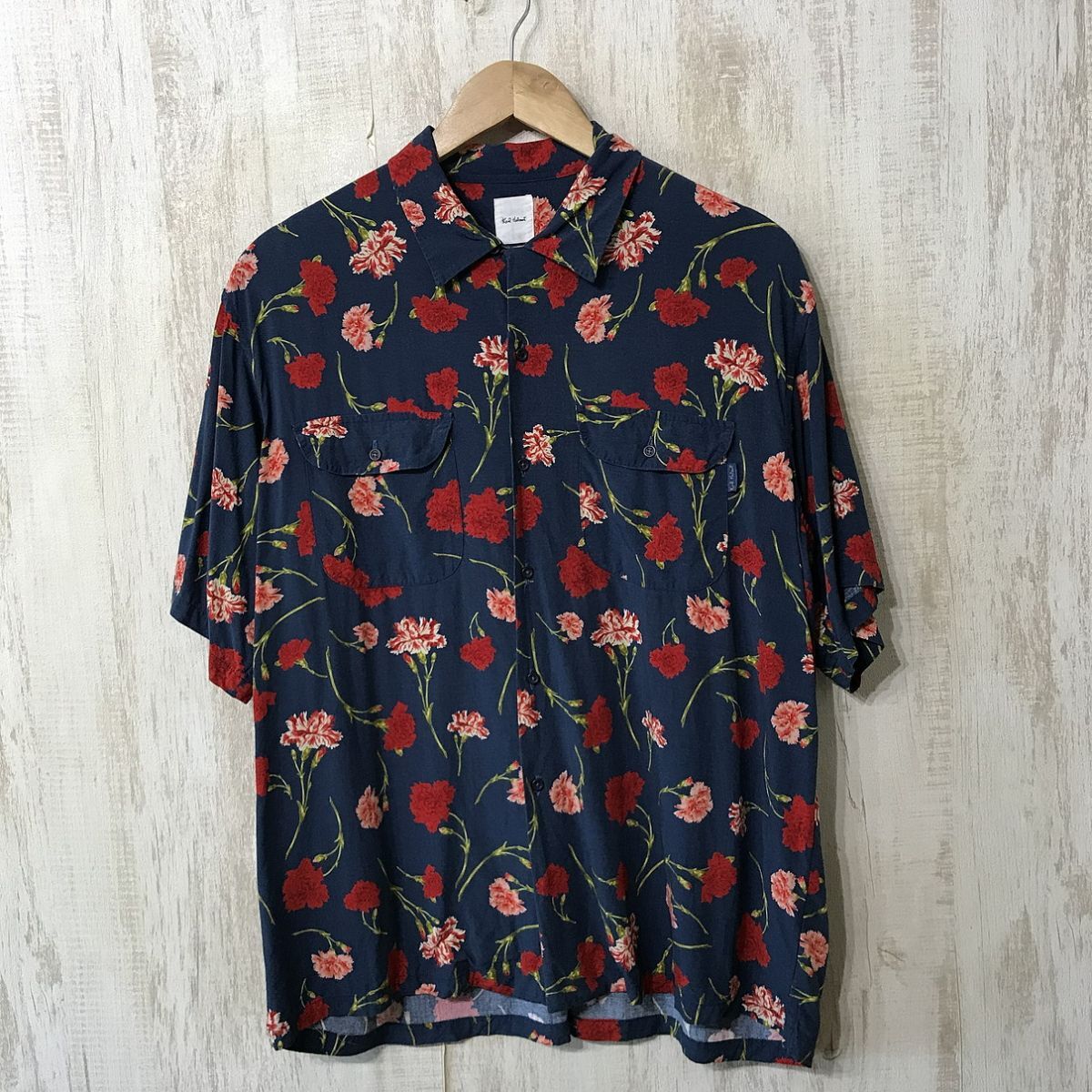 美品 レア柄○カールヘルム アロハシャツ レーヨン100％ 半袖シャツ