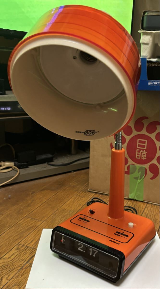 時代物、ナショナルの電気時計、リングレット置き時計、稼働しますの