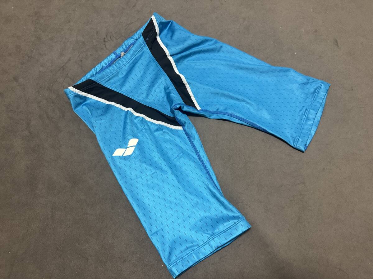 中古】アリーナ 競泳水着 エールブルー ロングスパッツ 光沢感有