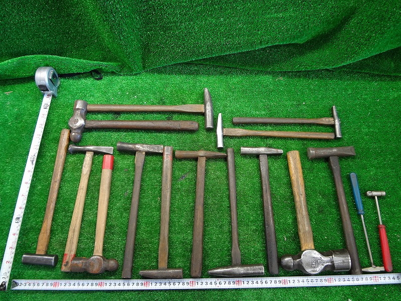 昭和レトロ 古い金槌 4点 かなづち ハンマー 玄能 大工道具 古道具の