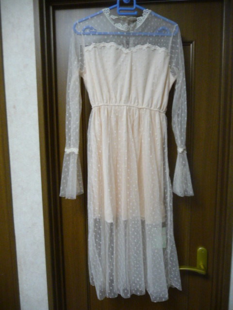 新品 レディース 長袖ワンピース サイズf M程度 薄いオレンジ系 外は全てレース状 Min Plume 福袋品 未使用 の落札情報詳細 ヤフオク落札価格情報 オークフリー スマートフォン版