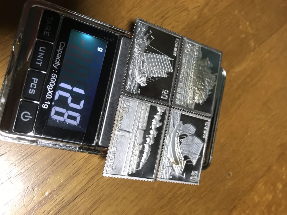 希少 限定販売品 純銀製切手 4枚まとめて 12.8g 刻印あり 松本徽章工業