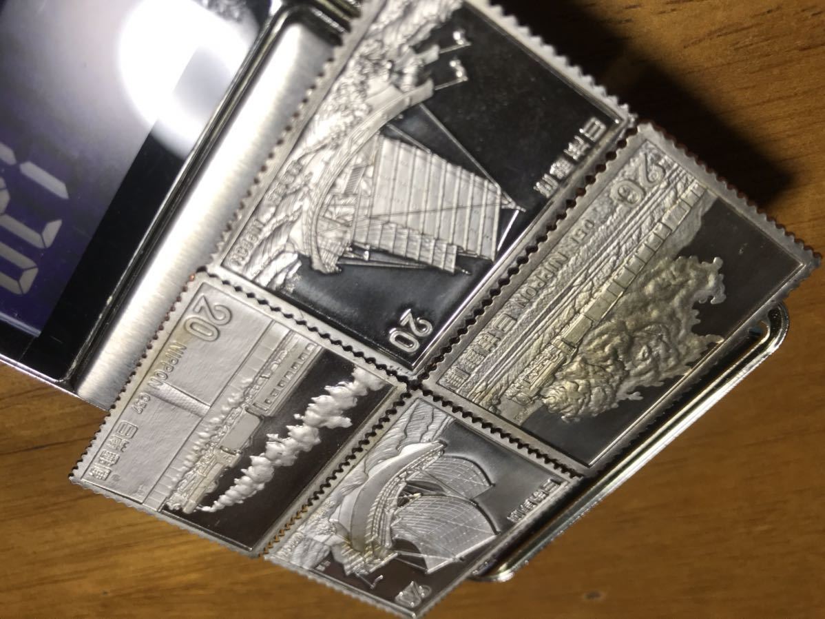 希少 限定販売品 純銀製切手 4枚まとめて 12.8g 刻印あり 松本徽章工業