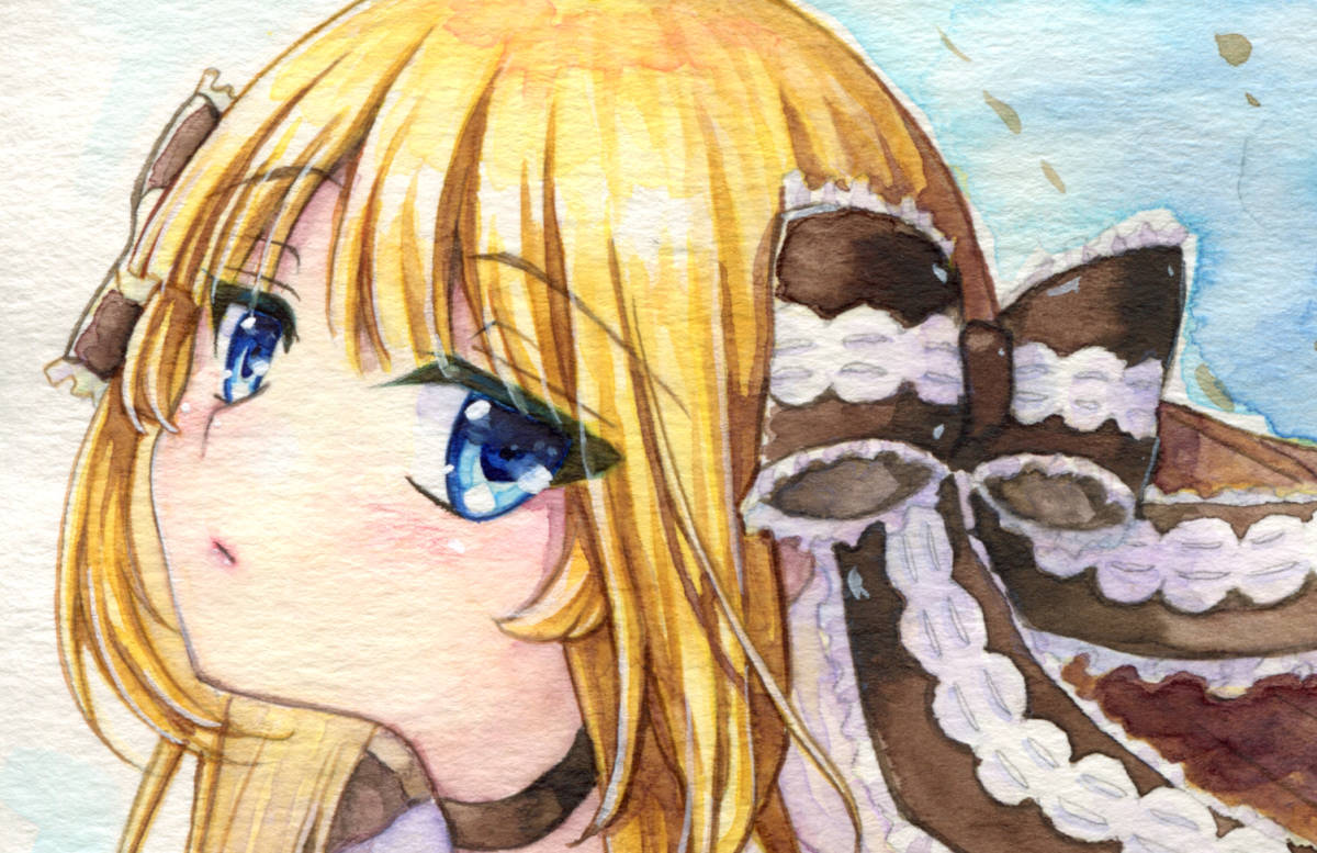 男の子向けプレゼント集結 オリジナル手描きイラスト 振袖少女 透明水彩 F2 手描きイラスト