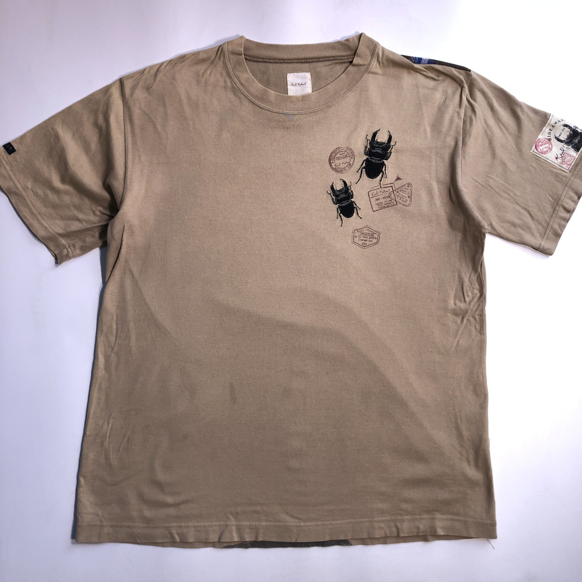 クワガタ刺繍 Karl Helmet カールヘルム ロゴ入り チェック切り替え コットン 半袖tシャツ カットソー L メンズ 日本製 の落札情報詳細 ヤフオク落札価格情報 オークフリー スマートフォン版