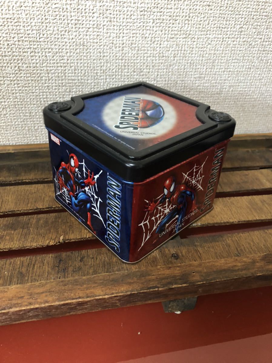 USJ☆2003年スパイダーマンお菓子缶ユニバーサルスタジオジャパンの