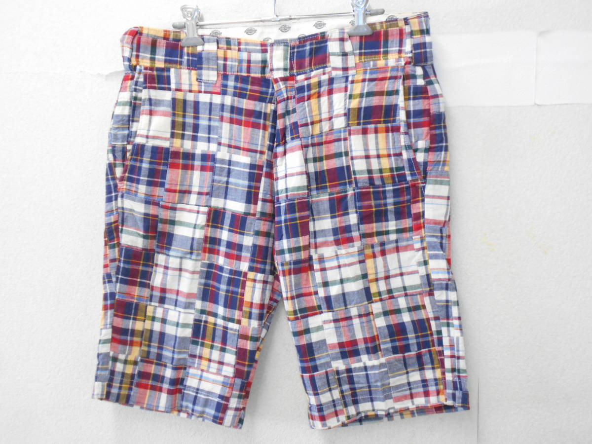 A675 Dickies パッチワークショートパンツ W30 マルチカラー チェック柄コットン100 素材 日本被服工業組合連合会製 タイトめ 2f の落札情報詳細 ヤフオク落札価格情報 オークフリー スマートフォン版