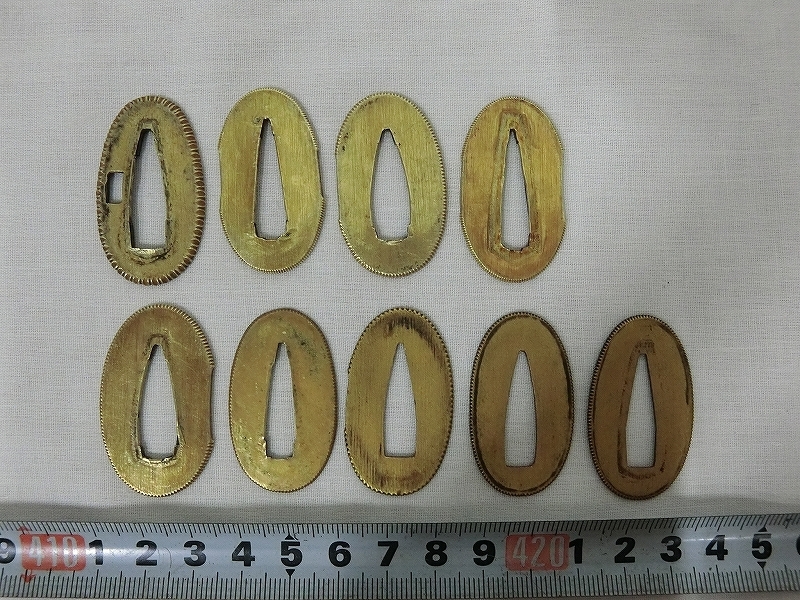 金着せ切羽　二枚一組　武具 楽天市場】はばきセット 切羽 黄銅製 金色 日本刀装具 : 王様の愛物