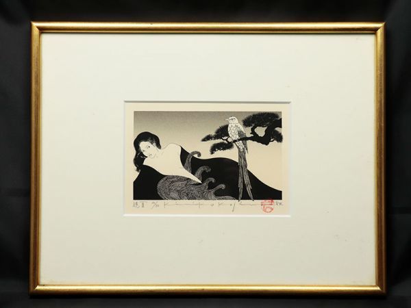 i□ 【蔵出】真作 Xia Zhen 美人画 油彩 肉筆 サイン 額装 中国美術 真作】5 中国清代春画「蘇州春宮図美人画」肉筆 絹本 唐美人