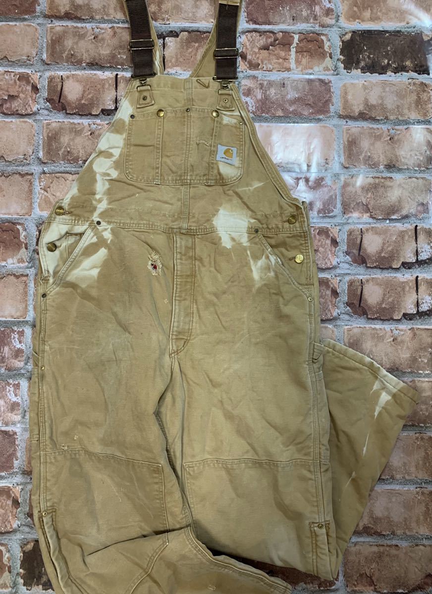カーハート Carhartt オーバーオール メンズ 古着 ビンテージ ダメージあり ベージュ 876 の落札情報詳細 ヤフオク落札価格情報 オークフリー スマートフォン版