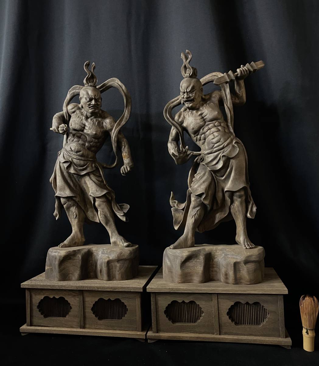 大迫力 特大72cm 井波彫刻 一刀彫 楠材 古美術 時代彫刻 仏教工芸品