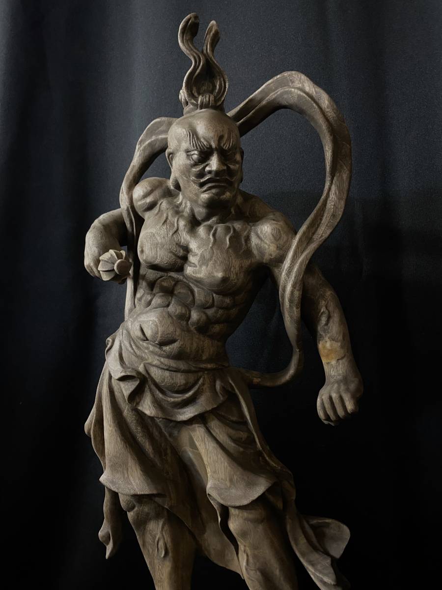 大迫力 特大72cm 井波彫刻 一刀彫 楠材 古美術 時代彫刻 仏教工芸品