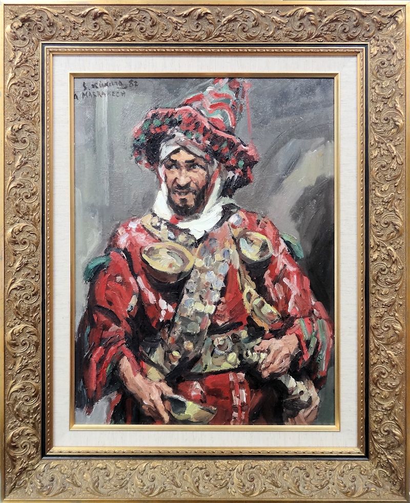 fu】真作保証 木村捷司 個展出品油彩画10号 「マラケッシュの水売