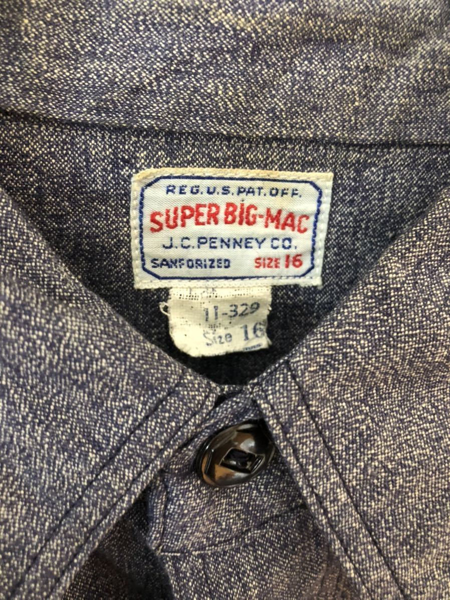 新品】デッド 40s SUPER BIG MAC パープルシャンブレー シャツ 