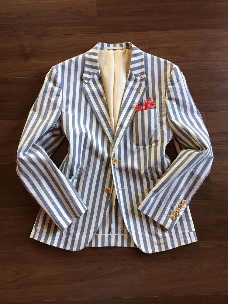 際立つストライプ 人気ポールスミス Paul Smith ジャケット メンズ レトロファッション 2釦 上質コットン 秋 本切羽 背抜き L 0 の落札情報詳細 ヤフオク落札価格情報 オークフリー スマートフォン版