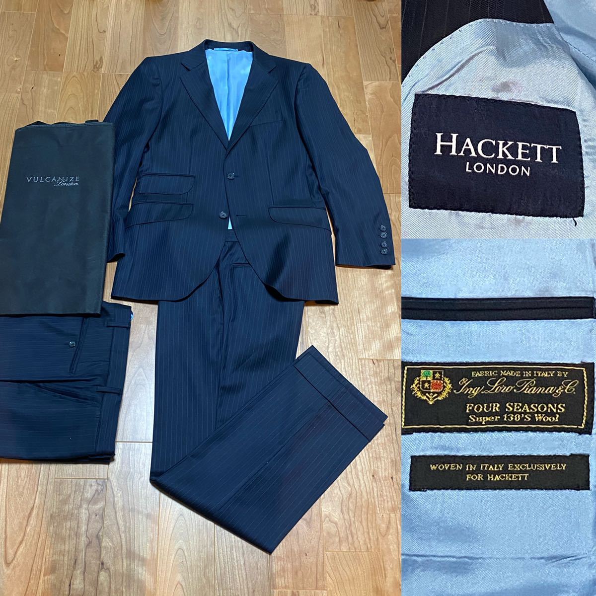 英国 ハケットロンドン HACKETT LONDON スーツ 36 Wパンツ ネイビー