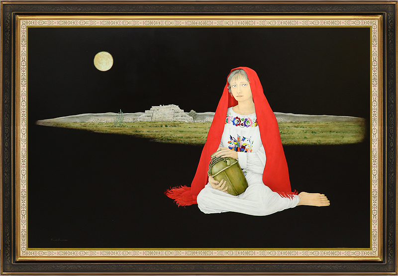 栗原喜依子、【チュニジアの少女】、貴重な画集画、新品高級額・額装付  