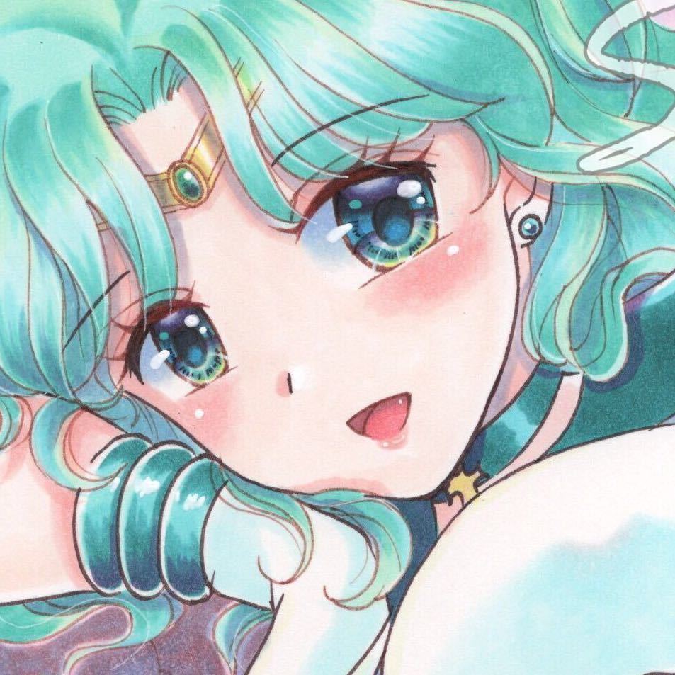 新品】手描きイラスト☆『セーラーネプチューン～寛ぎ～』☆【A4