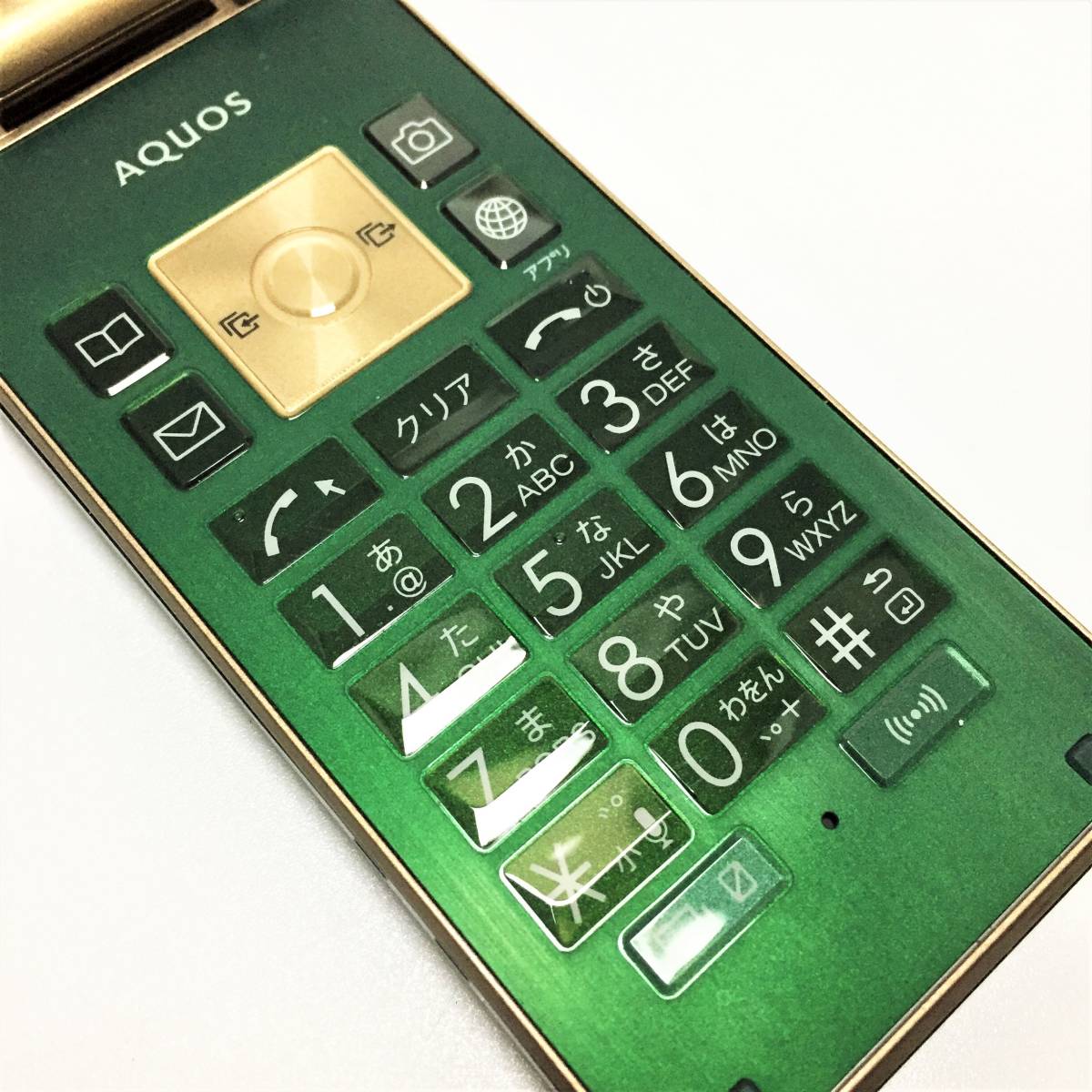 動作品☆au SHARP SHF33MGA AQUOS K 8GB ロイヤルグリーン 携帯電話