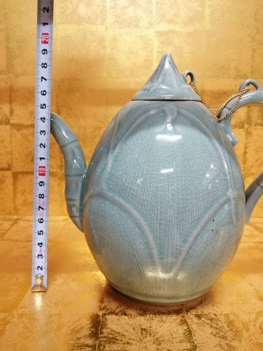 専用　中国古窯　哥窯青磁　ヒビ焼　水注　東さ7-0330① 専用 中国古窯 哥窯青磁 ヒビ焼 水注 東さ7-0330①