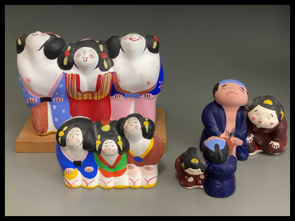 白蓮】土佐 高知『連ればり』康重窯『夫婦連ればり』他 4点 /春画人形