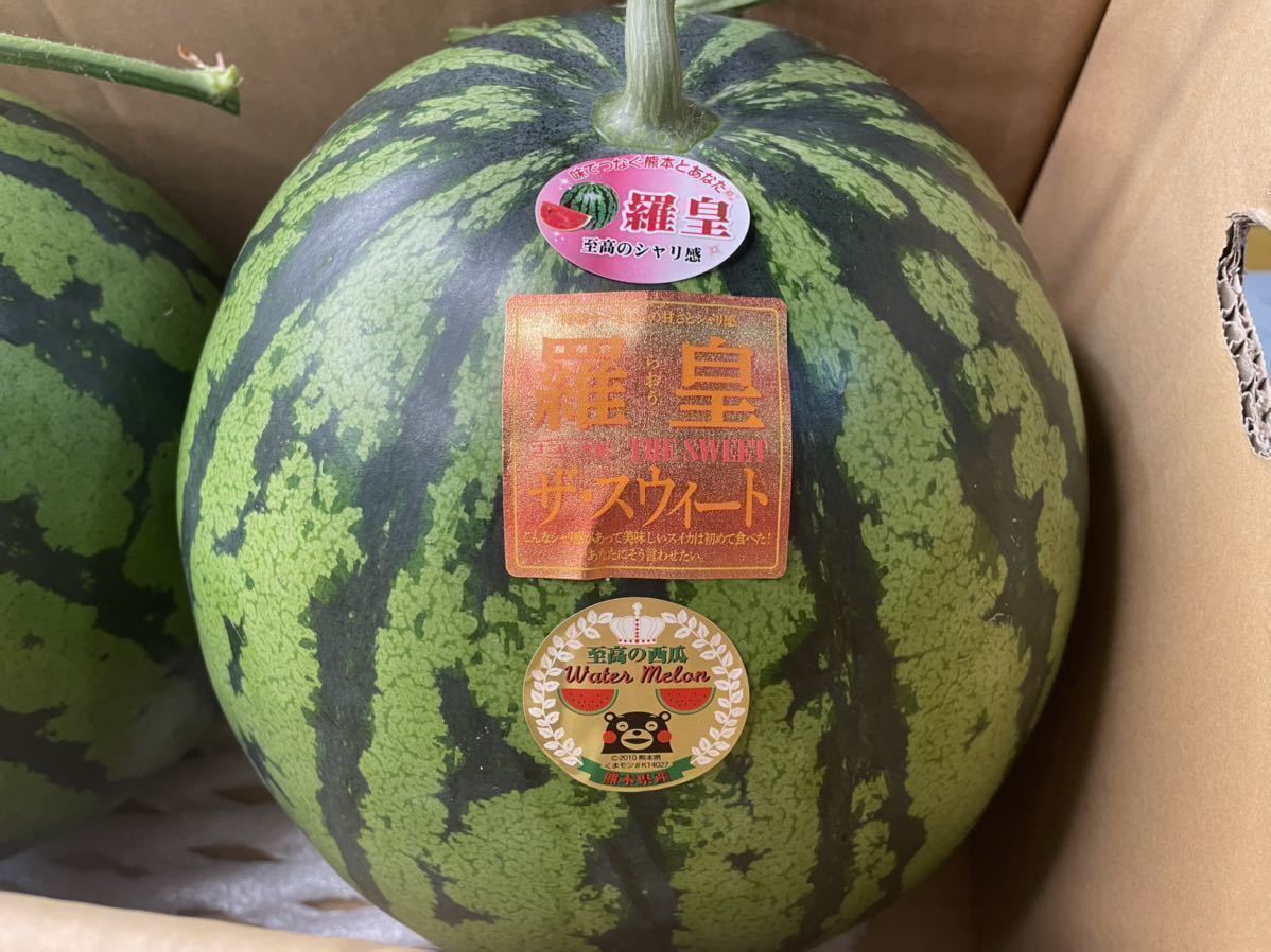 大玉スイカの最高傑作【羅皇】2玉セット！特4L19〜21kg箱込かめまる食堂 未使用】【送料無料】大玉スイカの最高傑作【羅皇】特4Lサイズ2