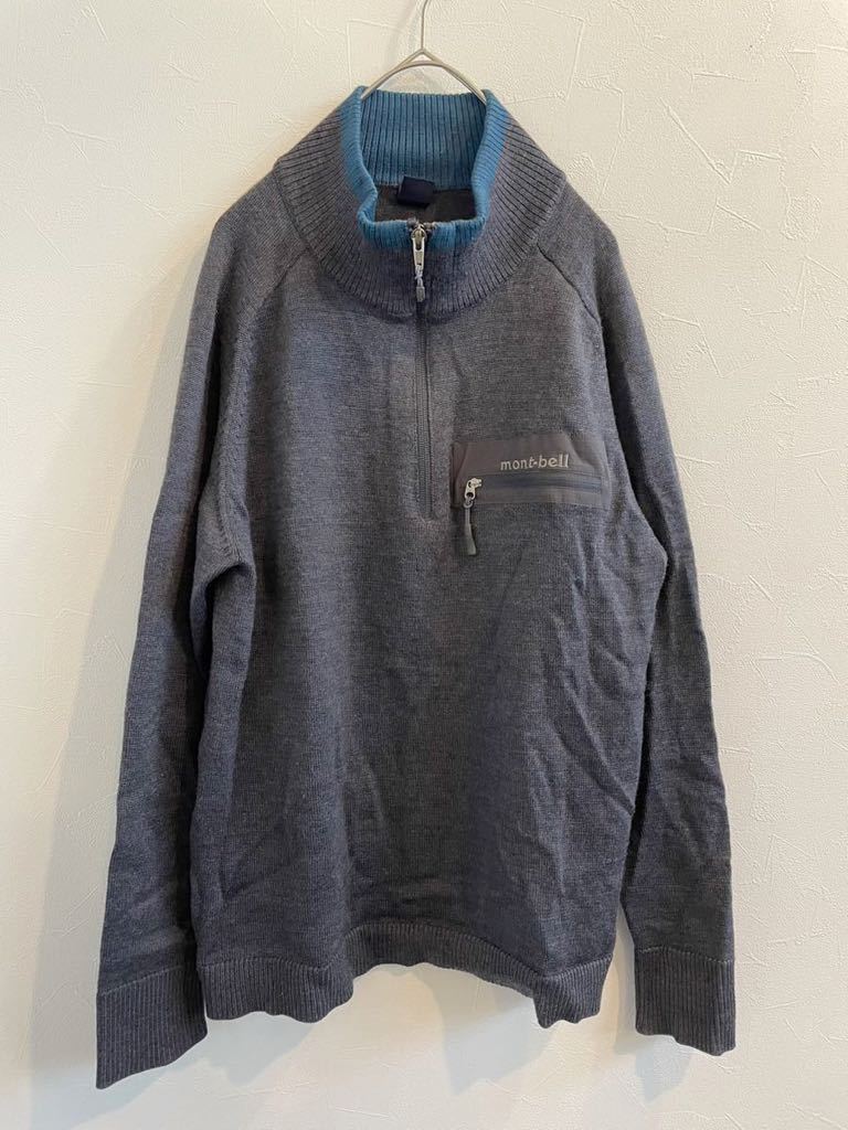 新品！Montbell グレー ニット ハーフ ジップ セーター モンベル｜トップス